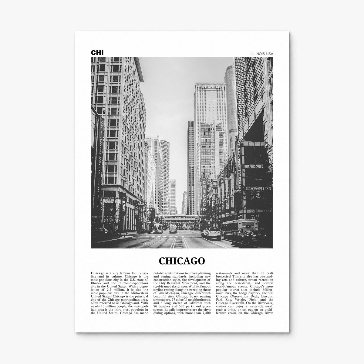 Chicago Newspaper No 3 Poster, print only (unframed)