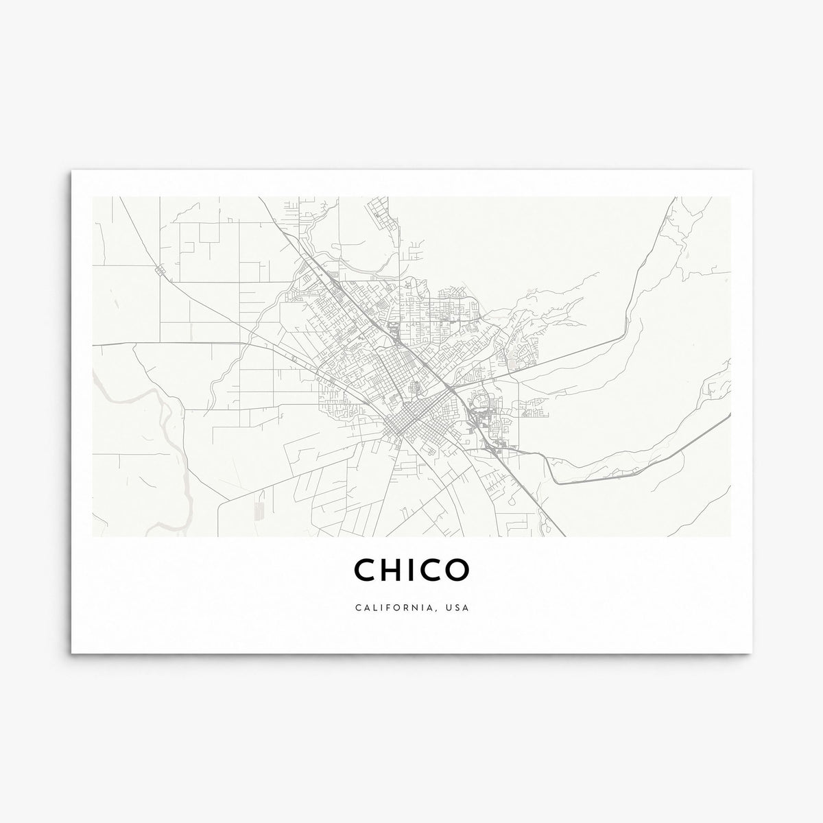Chico Map Poster, print only (unframed)