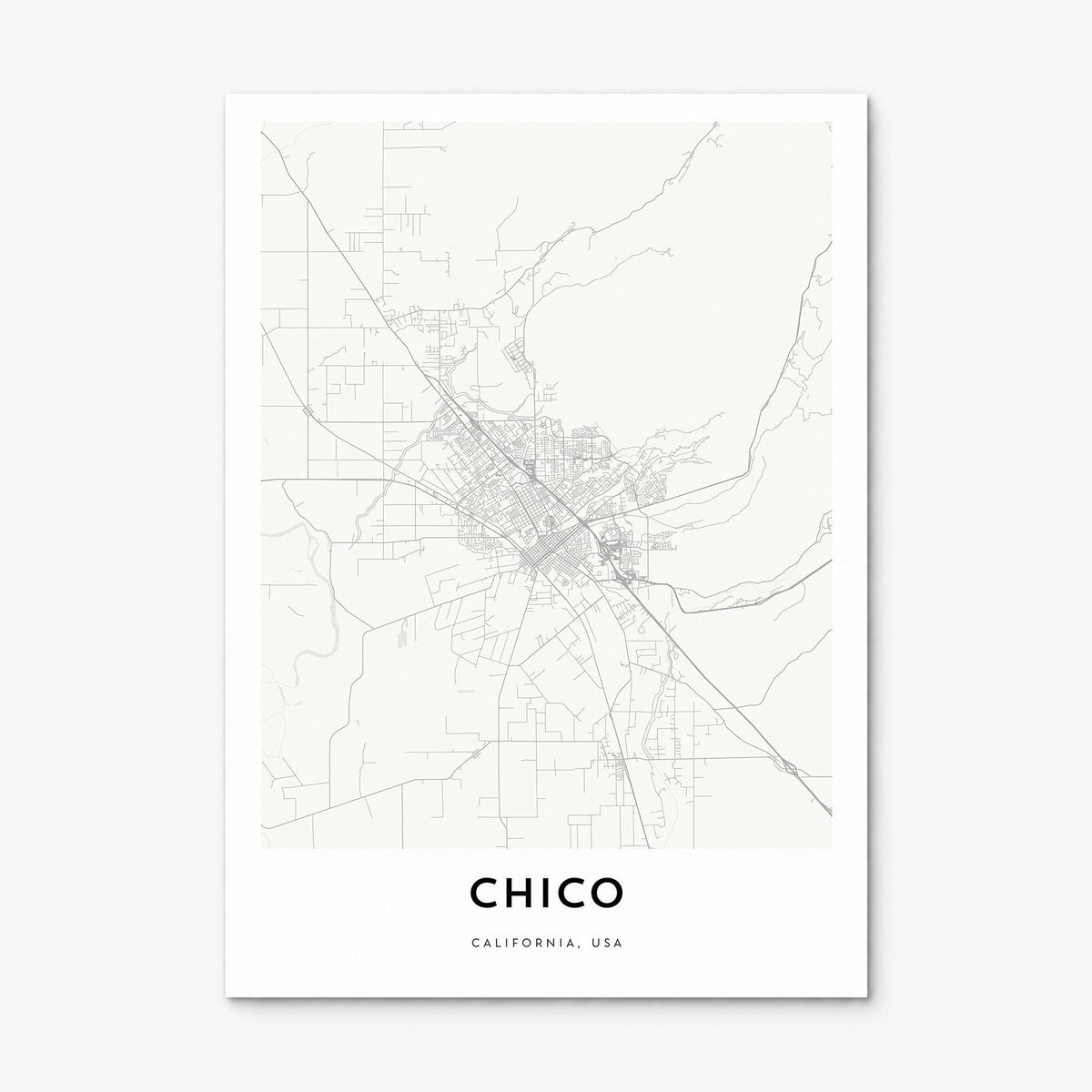 Chico Map Poster, print only (unframed)