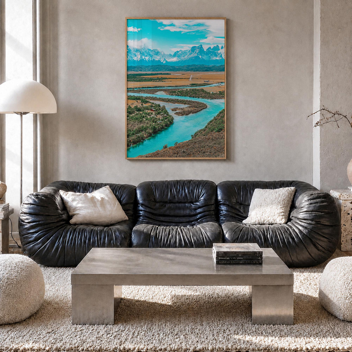 Chile colorful photo poster of South America – vertical wall art in natural wood frame, hanging on wall