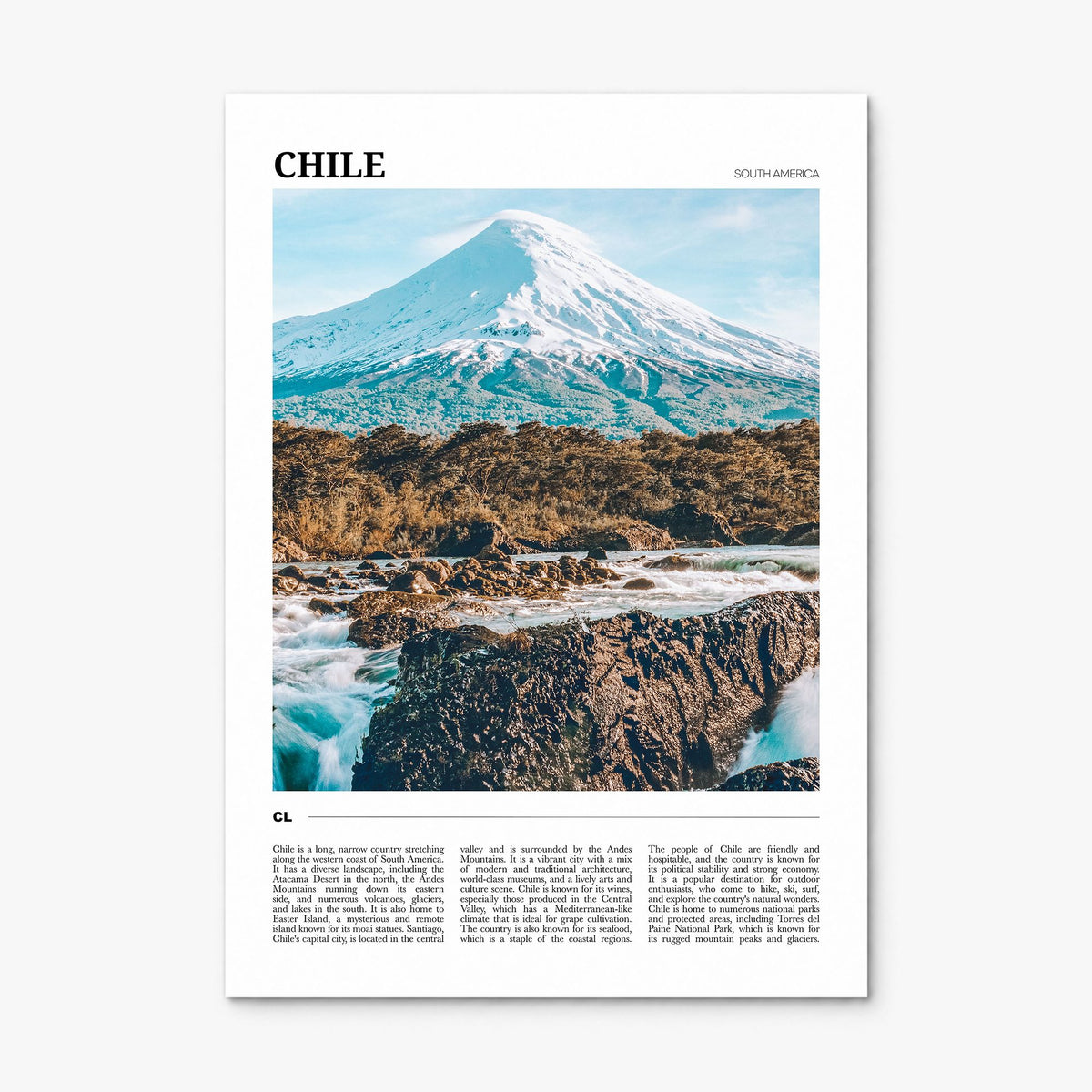 Chile Travel Poster, print only (unframed)
