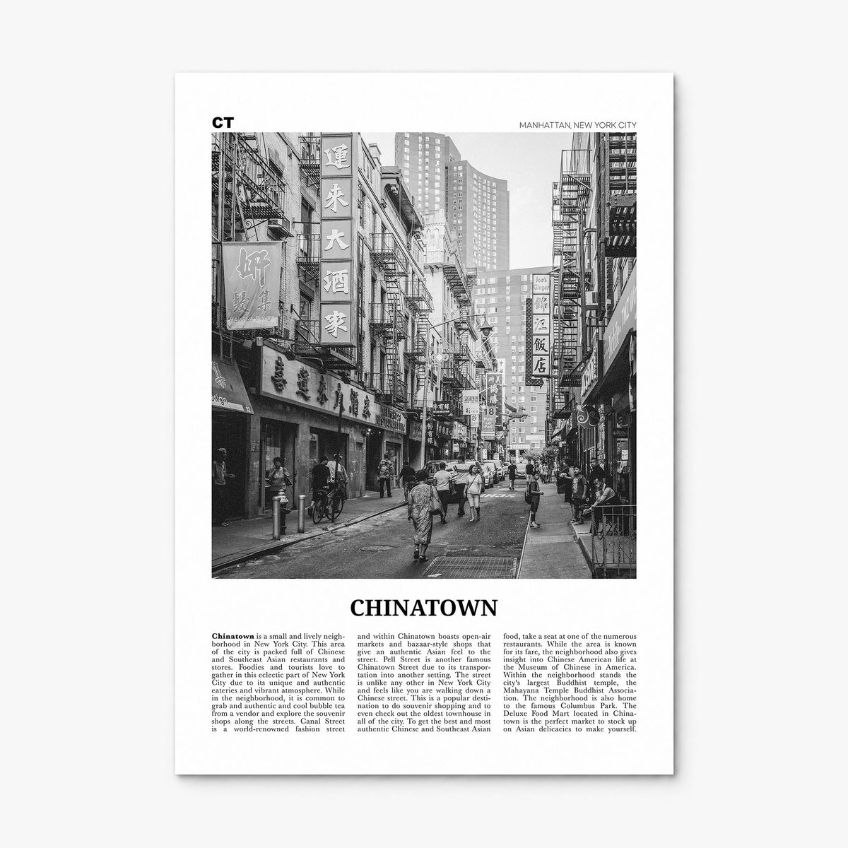 Chinatown, New York City Newspaper Poster, print only (unframed)