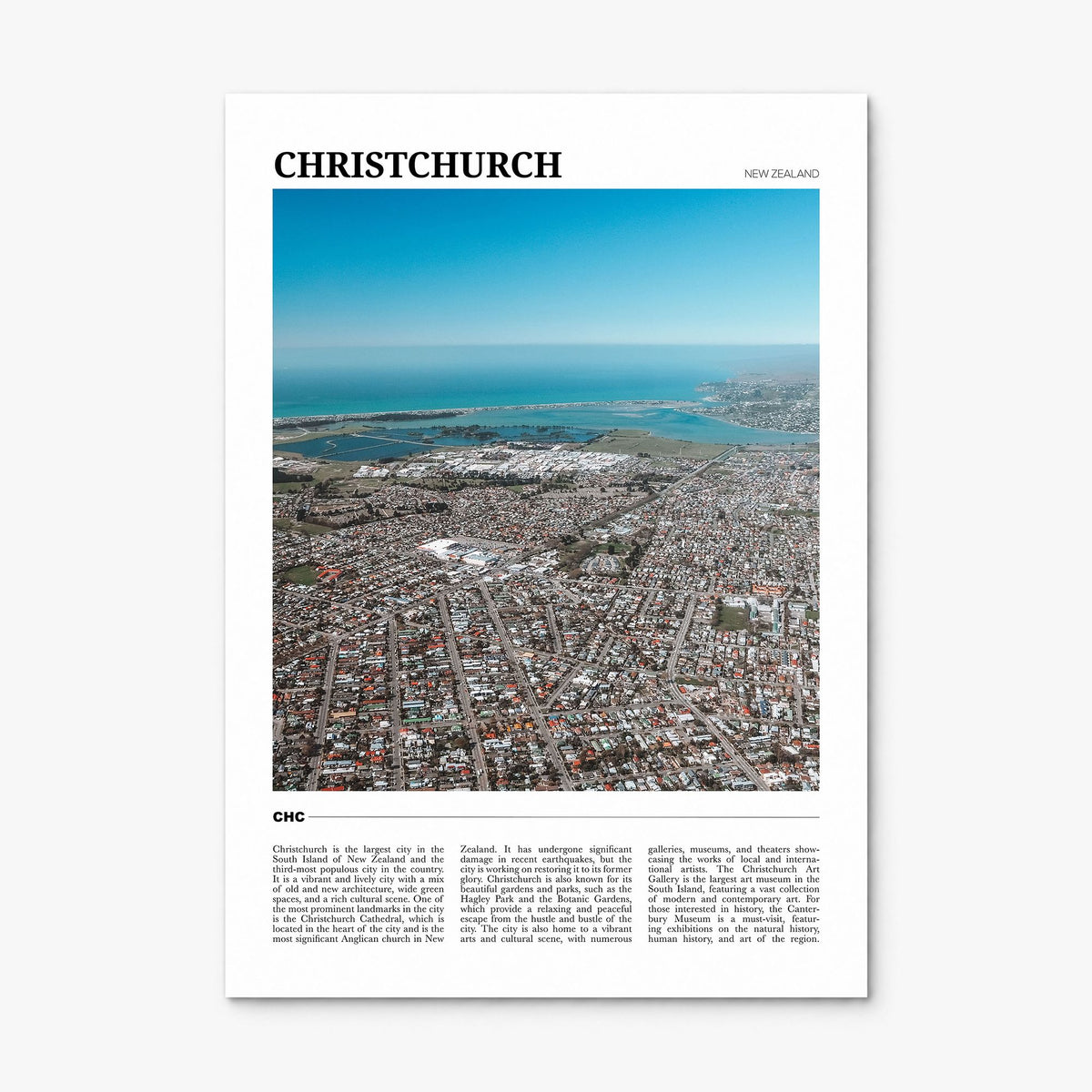 Christchurch Travel Poster, print only (unframed)