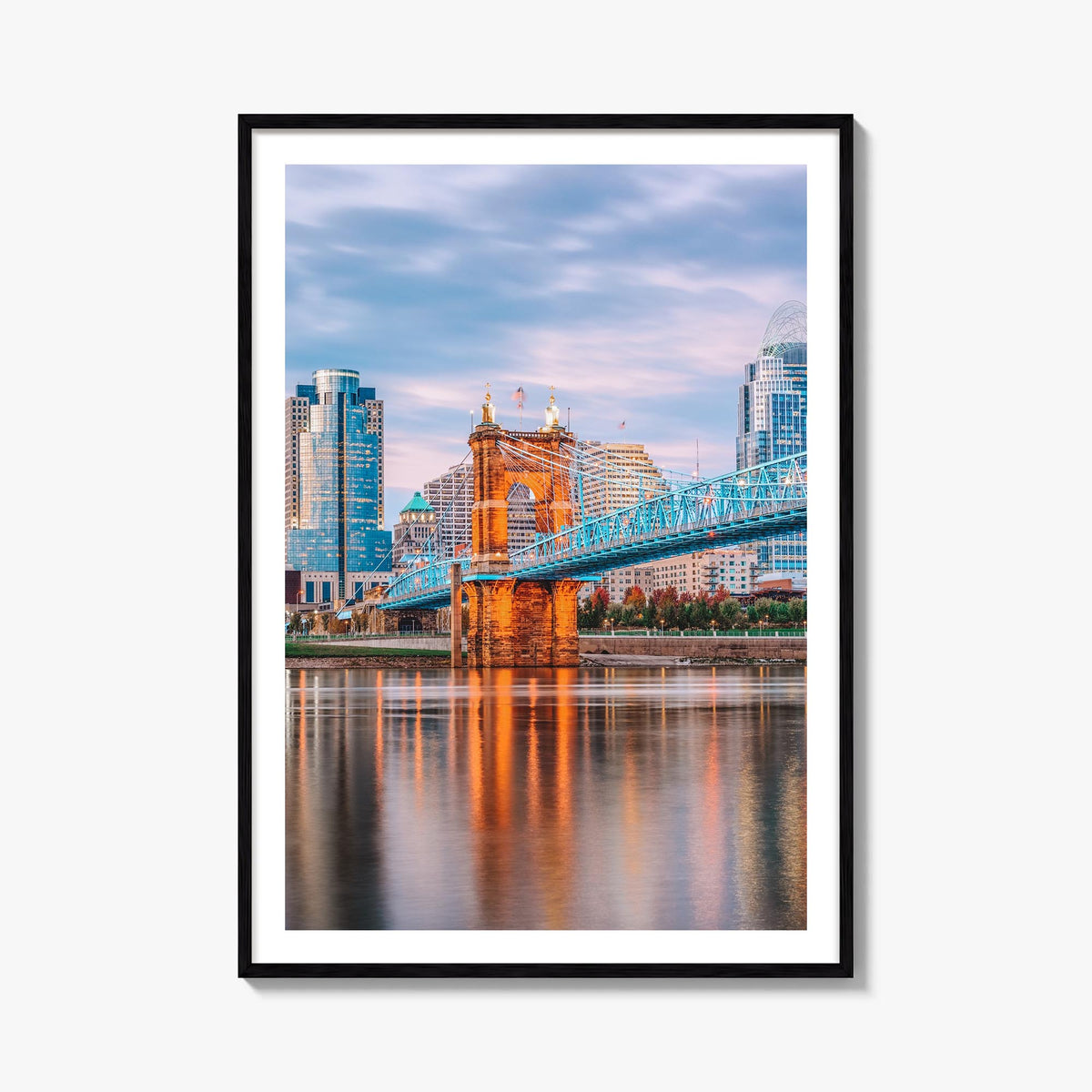 Cincinnati no. 1 colorful photo poster of Ohio, USA – vertical wall art, unframed print shown in interior mockup