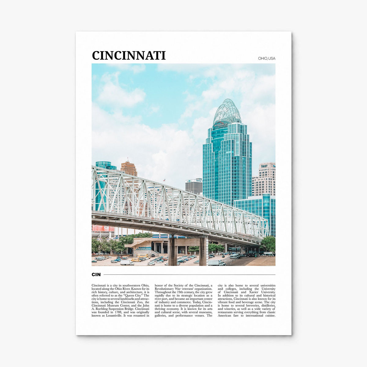 Cincinnati Travel No 1 Poster, print only (unframed)