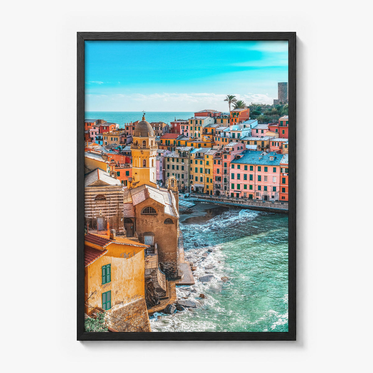 Cinque Terre Photo No 3 Poster in a black wood frame, full image (no border)