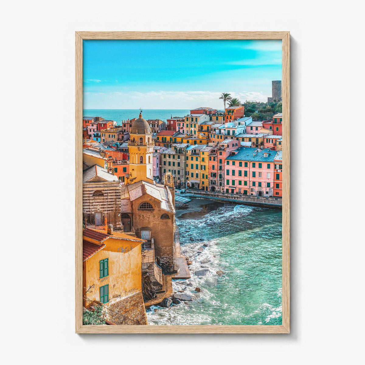 Cinque Terre Photo No 3 Poster in a natural wood frame, full image (no border)