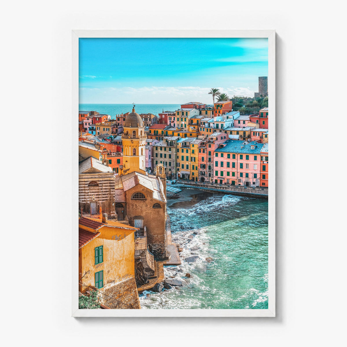 Cinque Terre Photo No 3 Poster in a white wood frame, full image (no border)