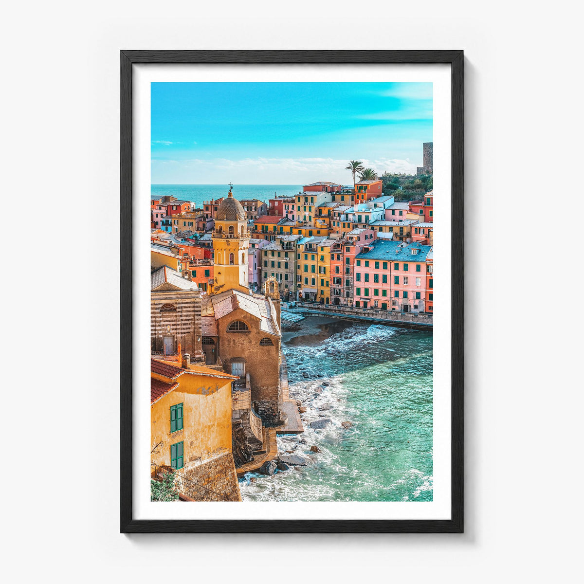 Cinque Terre Photo No 3 Poster in a black wood frame, white border