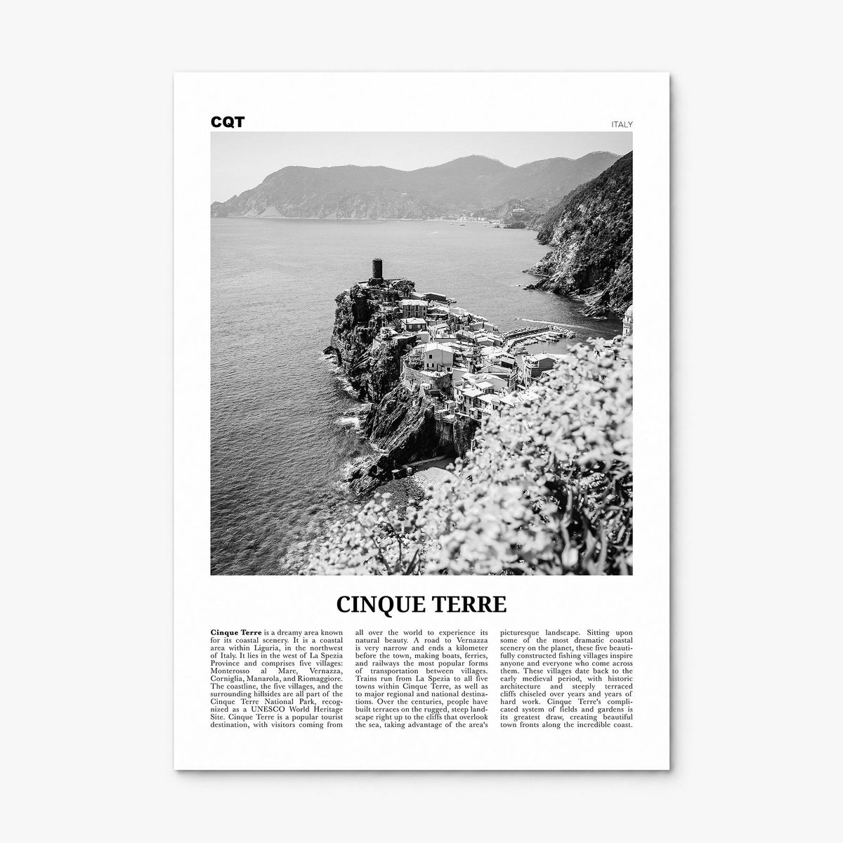 Cinque Terre Newspaper No 2 Poster, print only (unframed)