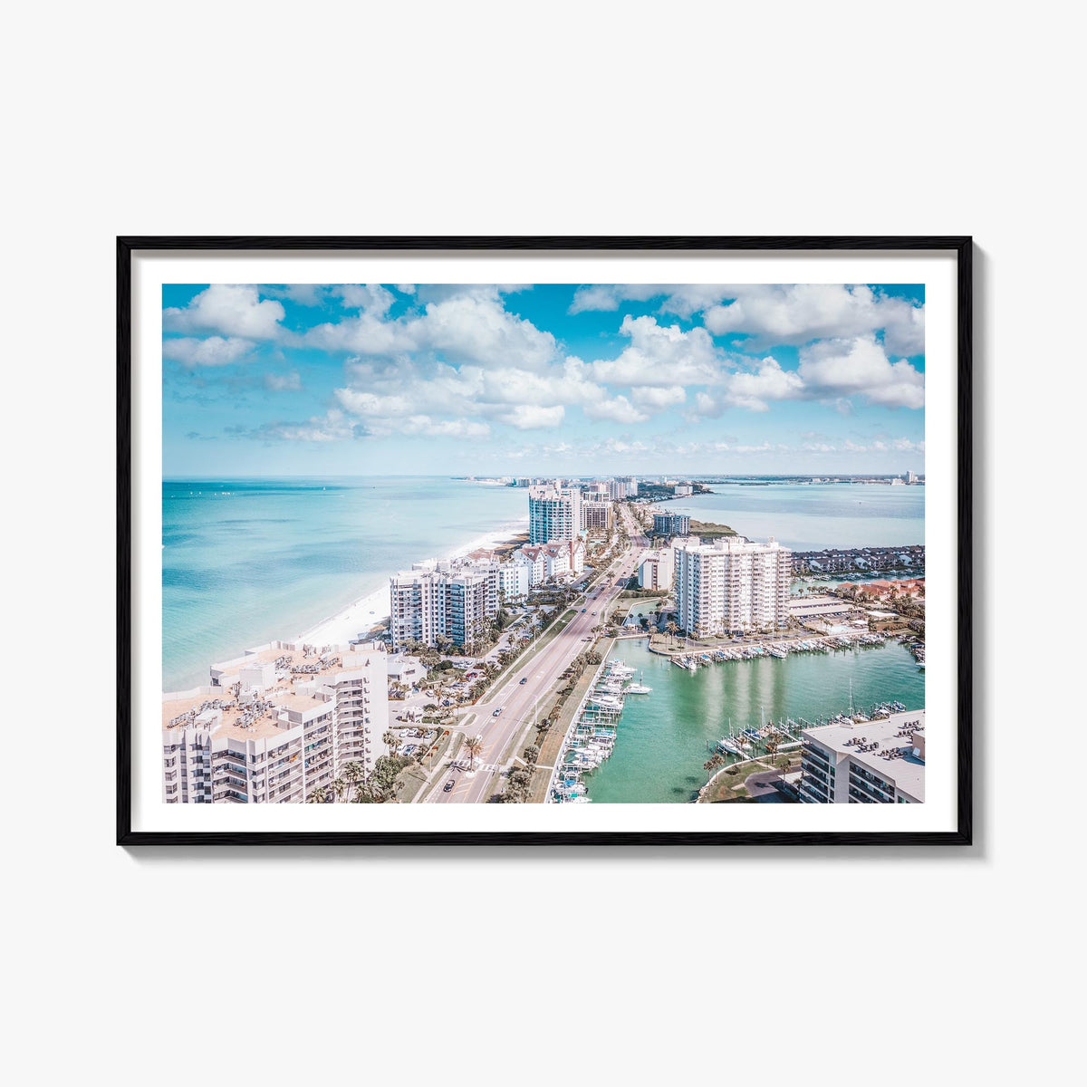 Clearwater colorful photo poster of Florida, USA – horizontal wall art, unframed print shown in interior mockup