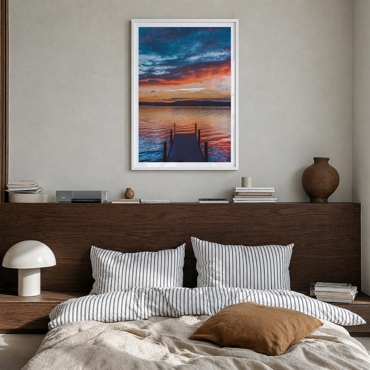 Clemson no. 1 colorful photo poster of South Carolina, USA – vertical wall art in white wood frame with white border, hanging
