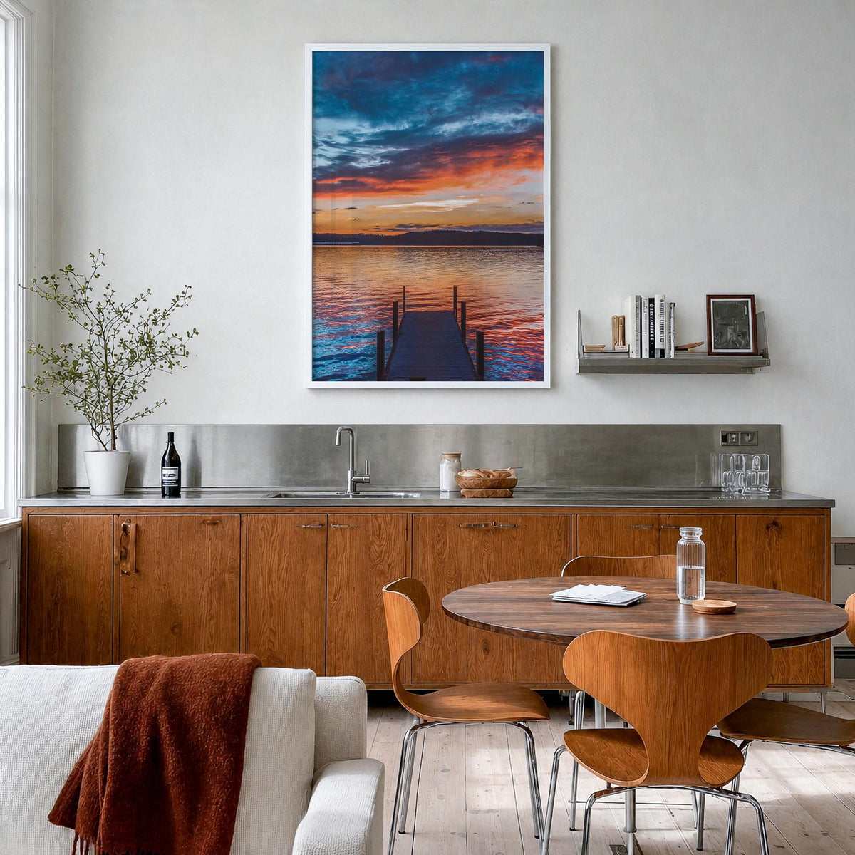 Clemson no. 1 colorful photo poster of South Carolina, USA – vertical wall art in white wood frame, hanging on wall