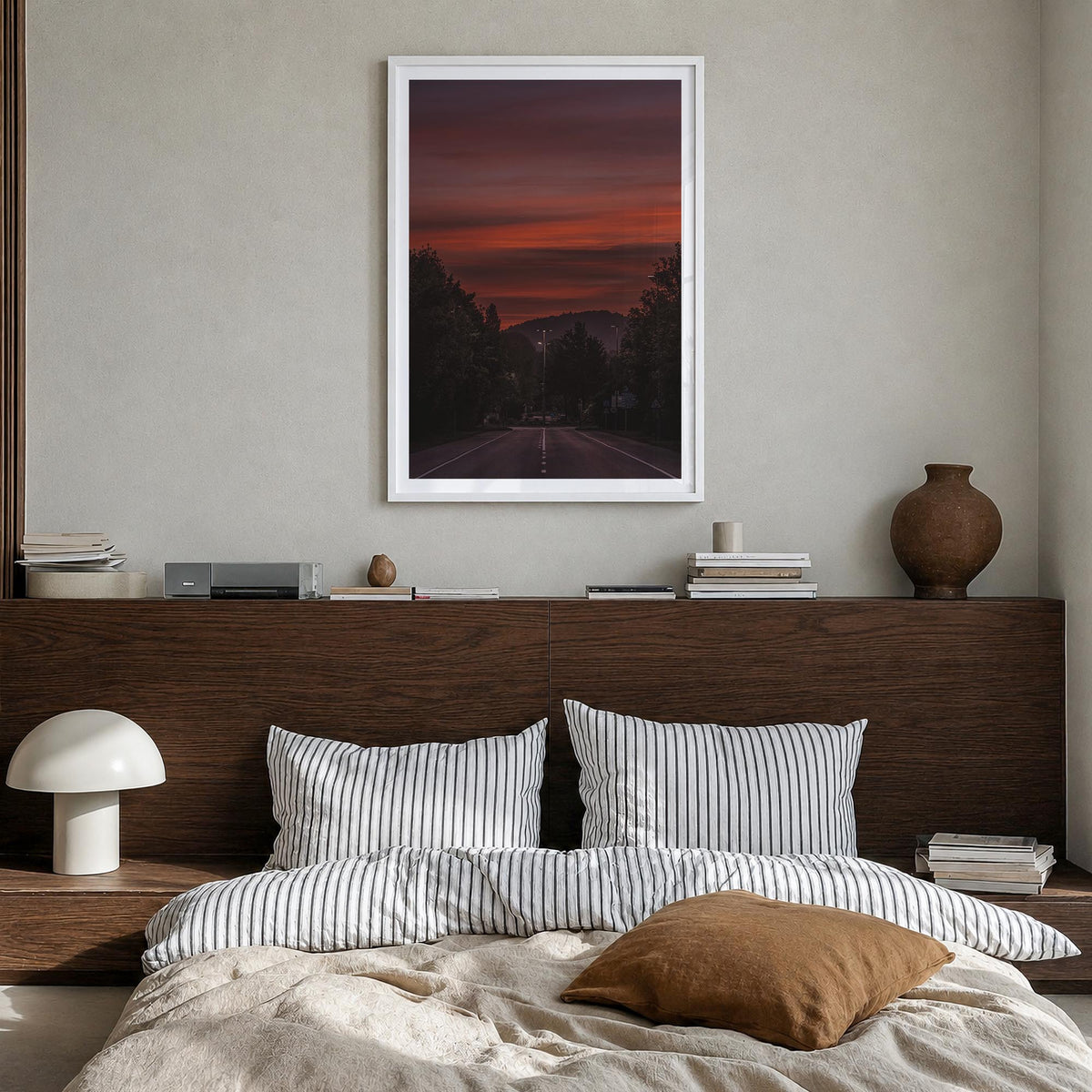 Clemson no. 2 colorful photo poster of South Carolina, USA – vertical wall art in white wood frame with white border, hanging