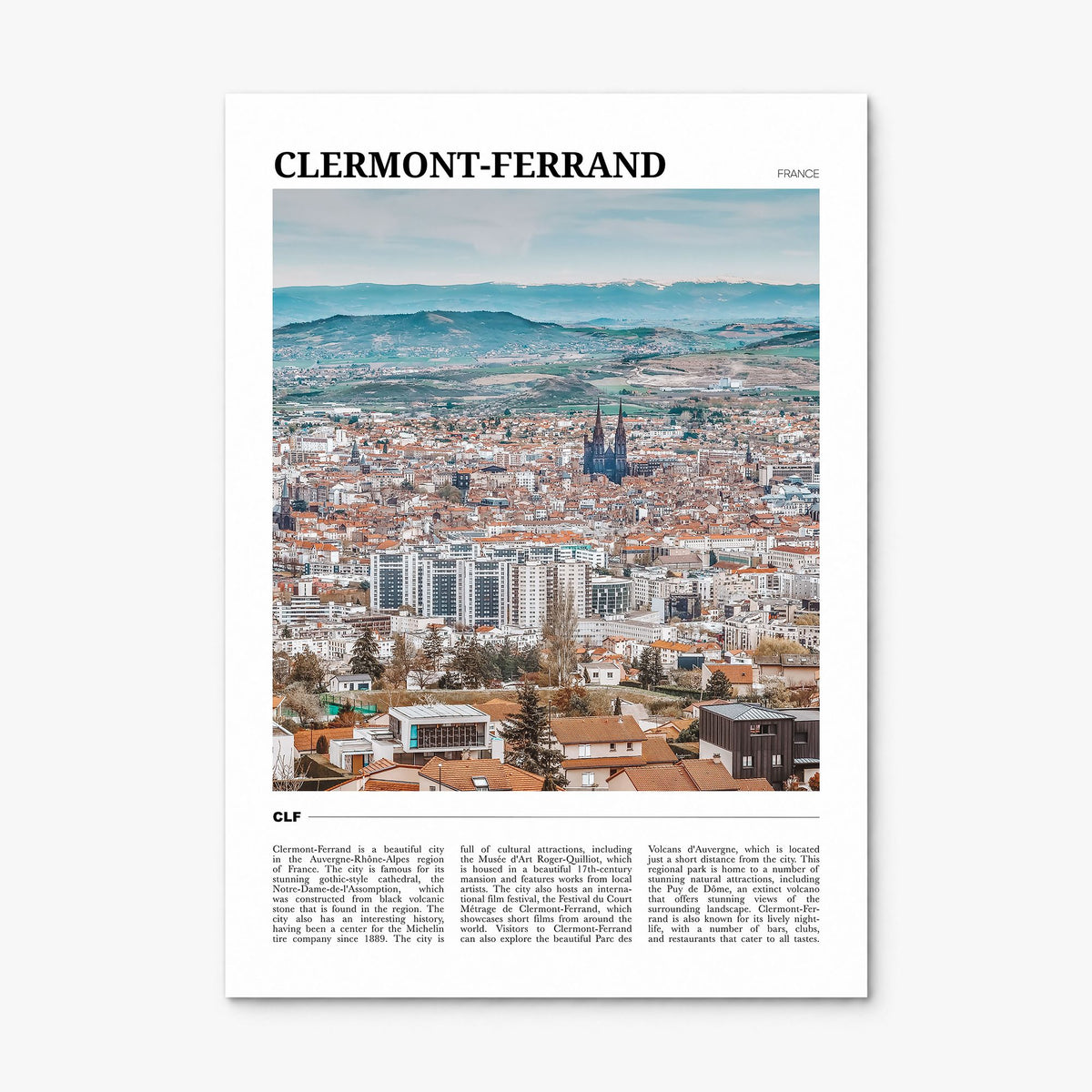 Clermont-Ferrand Travel Poster, print only (unframed)