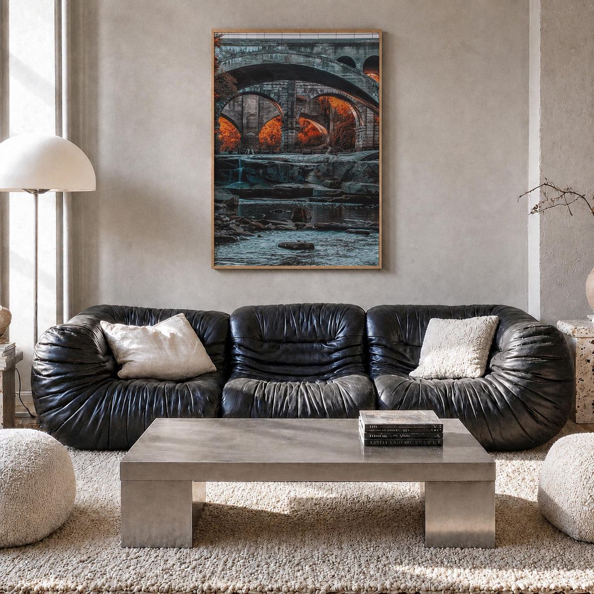 Cleveland no. 3 colorful photo poster of Ohio, USA – vertical wall art in natural wood frame, hanging on wall