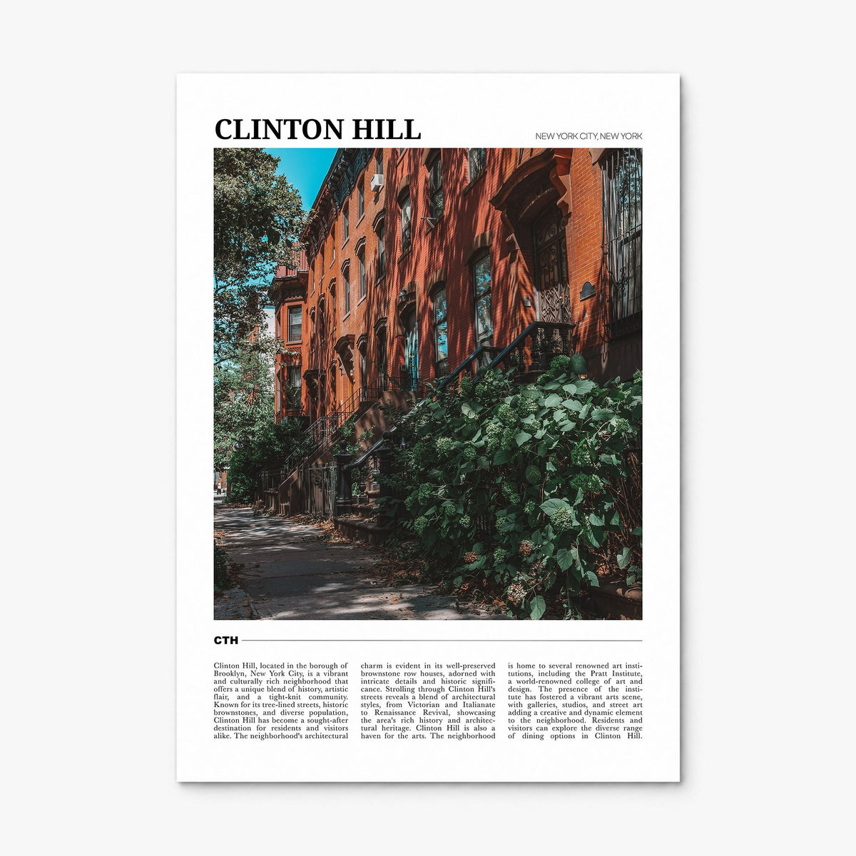 Clinton Hill Travel Poster, print only (unframed)