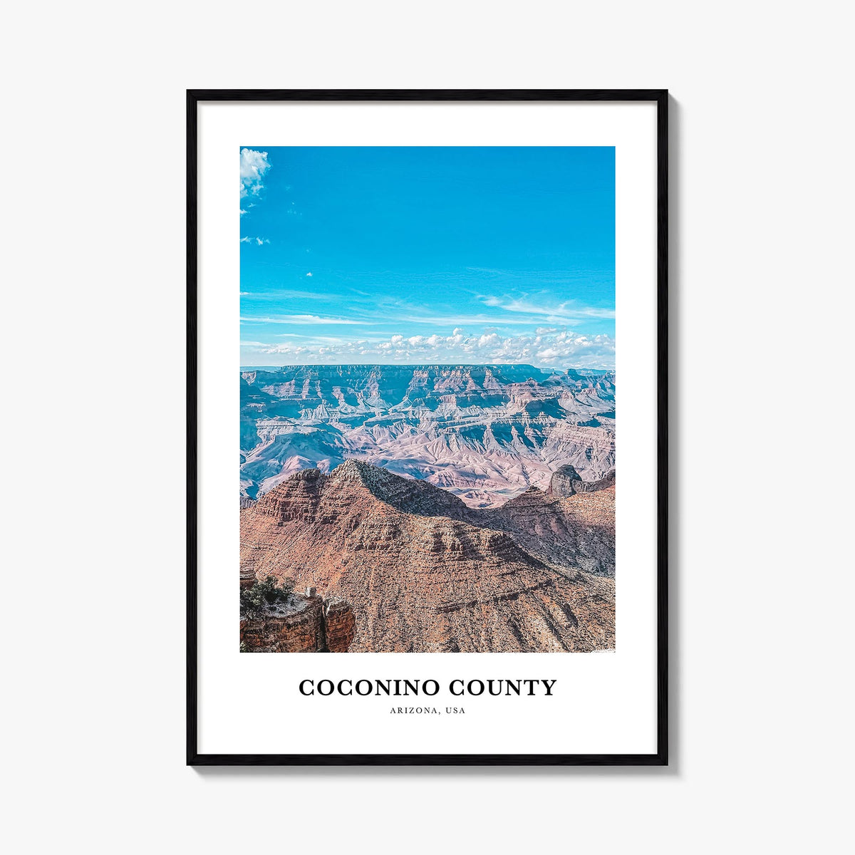 Coconino County colorful classic poster of Arizona, USA – vertical wall art, unframed print shown in interior mockup