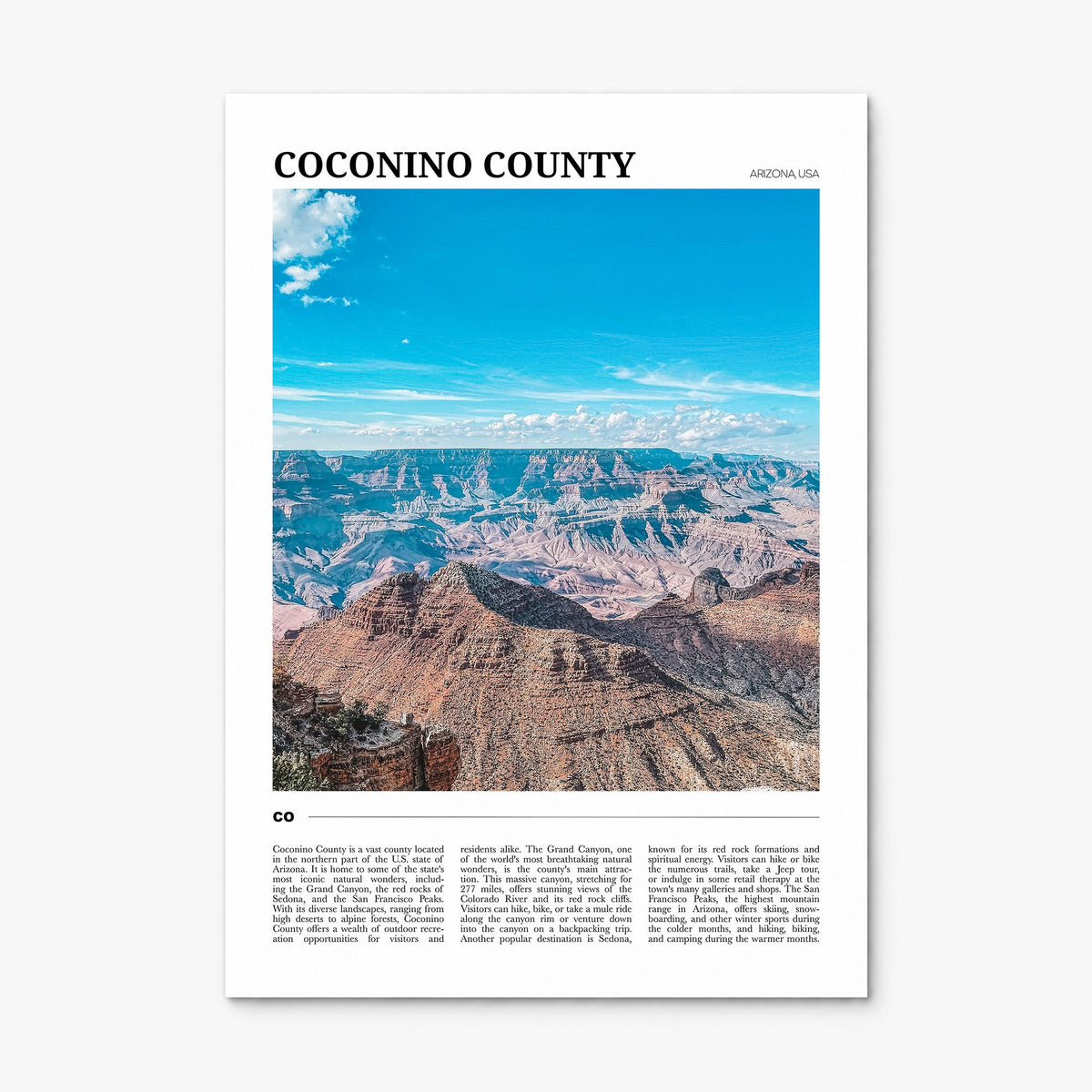 Coconino County Travel Poster, print only (unframed)