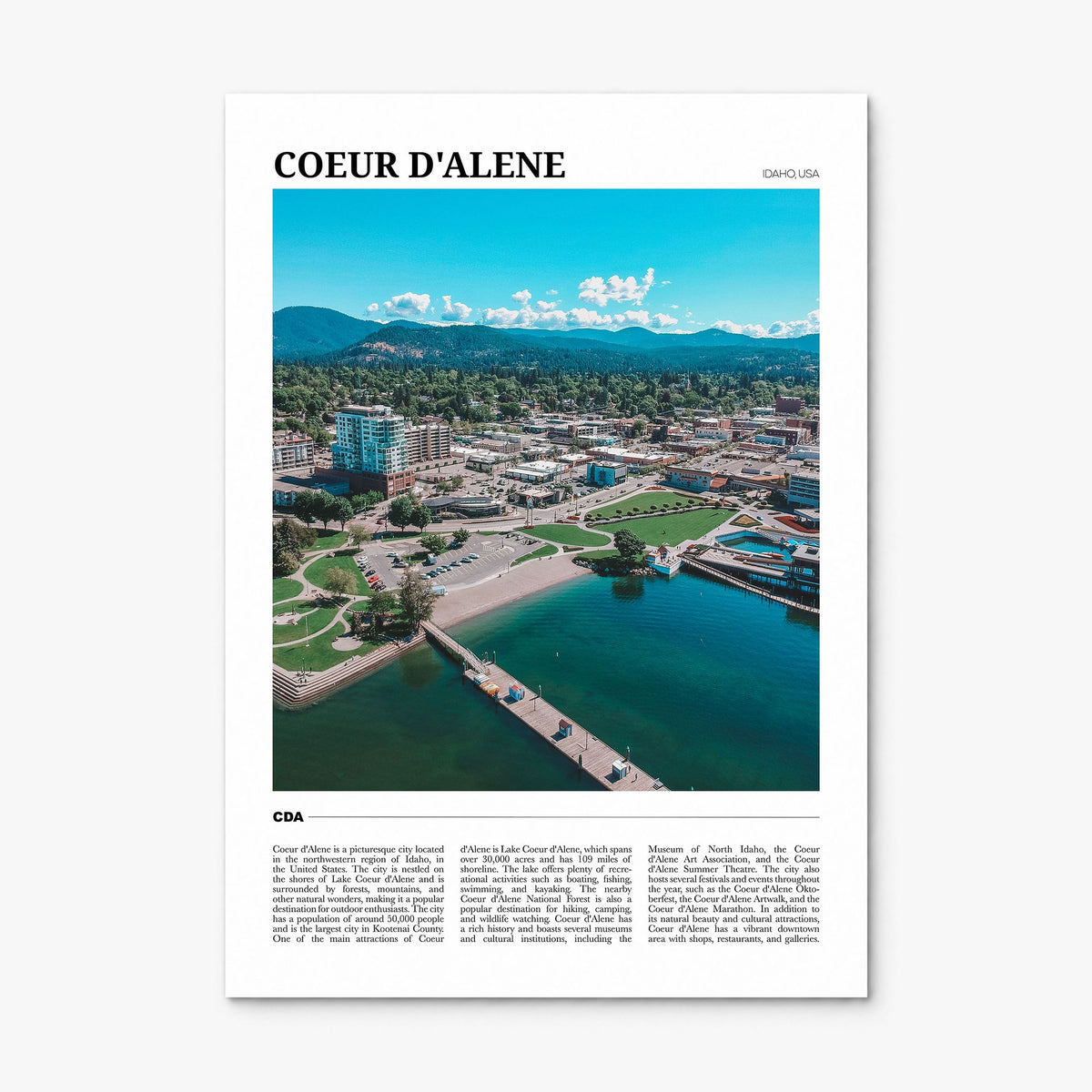 Coeur d'Alene Travel Poster, print only (unframed)