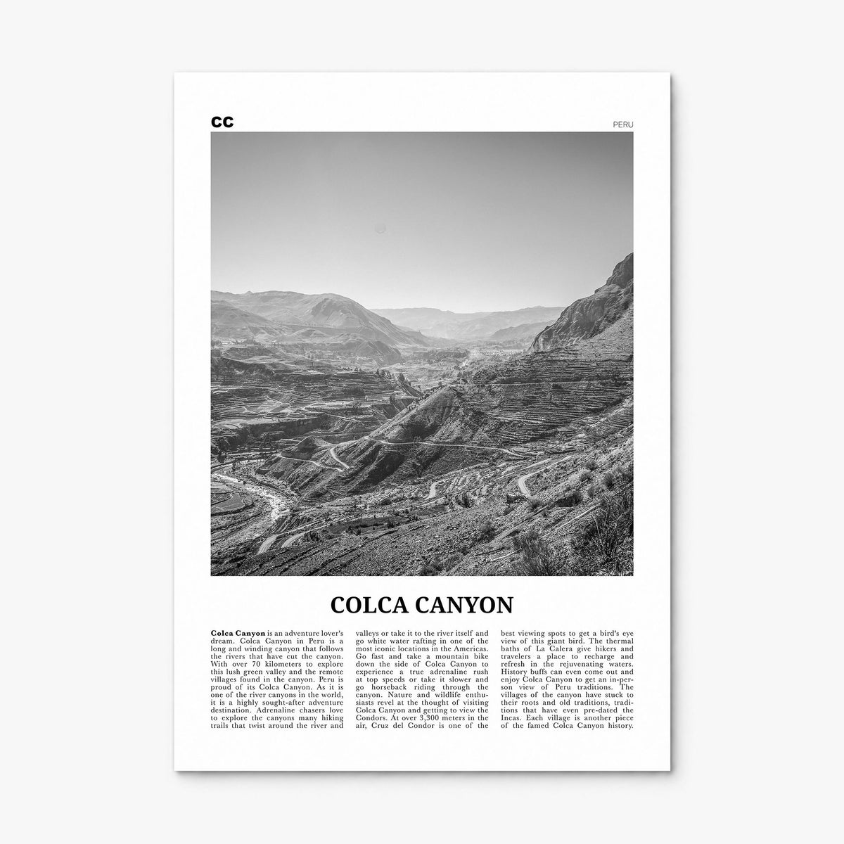 Colca Canyon Newspaper Poster, print only (unframed)