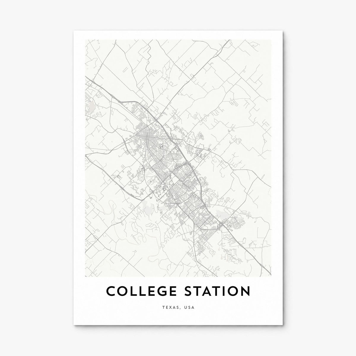 College Station Map Poster, print only (unframed)