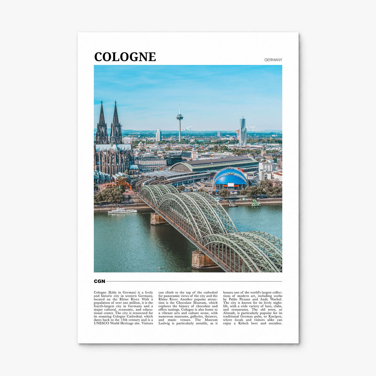 Cologne Travel Poster, print only (unframed)