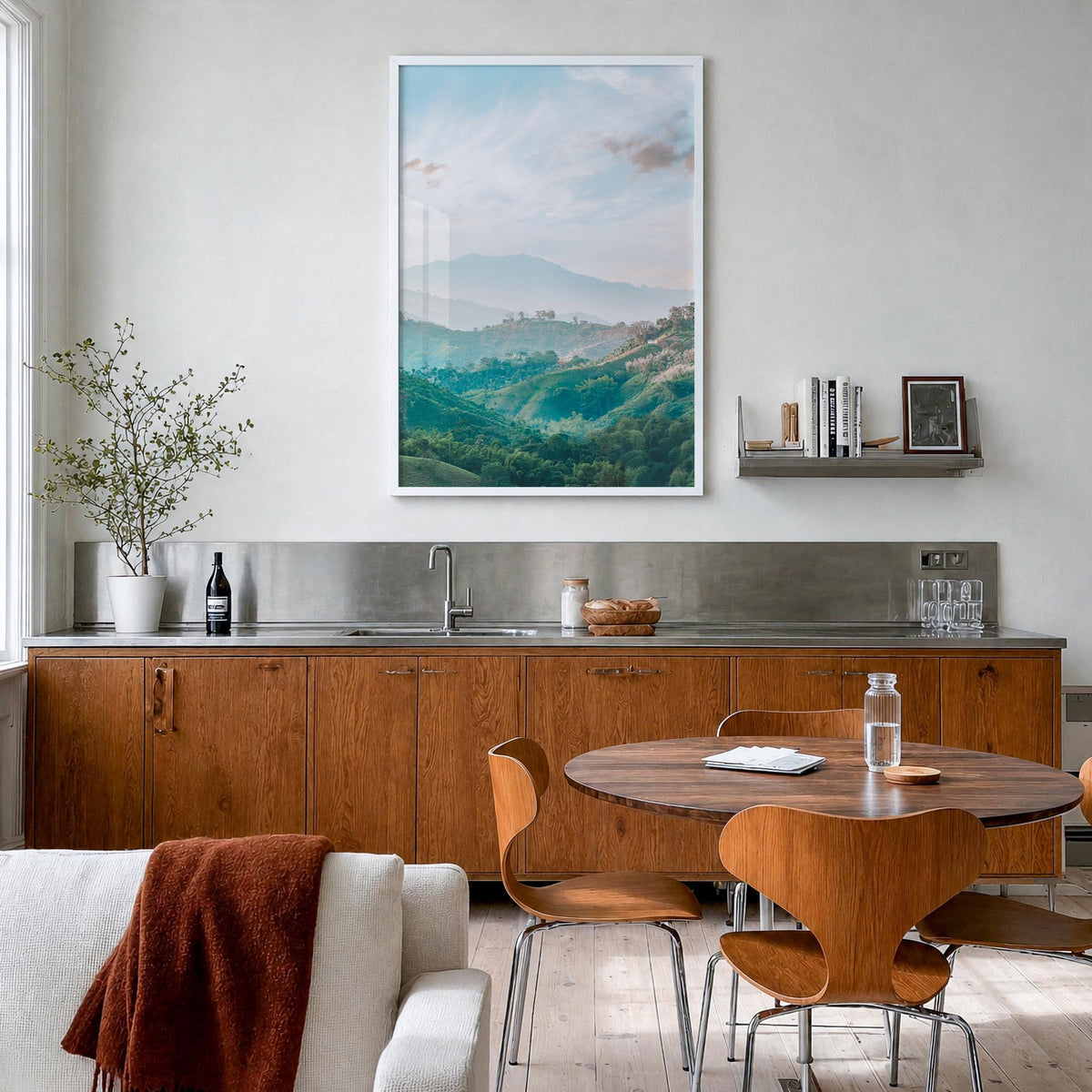 Colombia no. 1 colorful photo poster of South America – vertical wall art in white wood frame, hanging on wall
