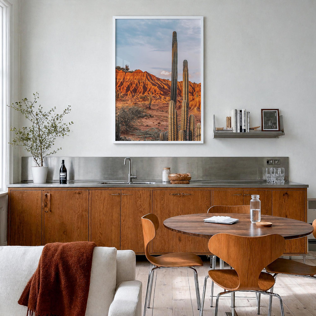 Colombia no. 3 colorful photo poster of South America – vertical wall art in white wood frame, hanging on wall
