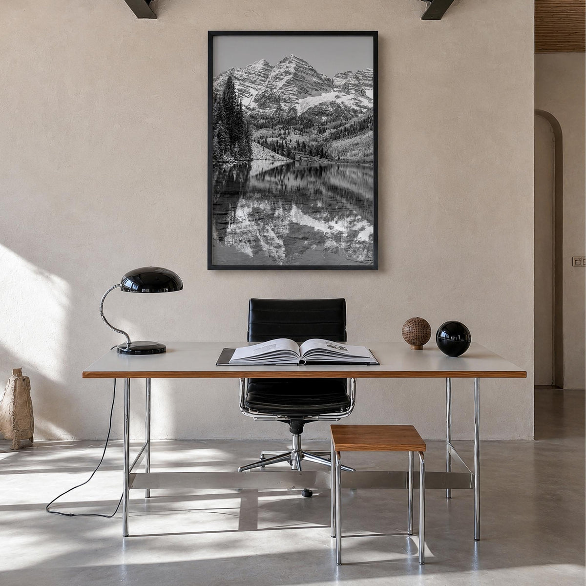 Colorado no. 1 black & white photo poster of United States – vertical wall art in black wood frame, hanging on wall
