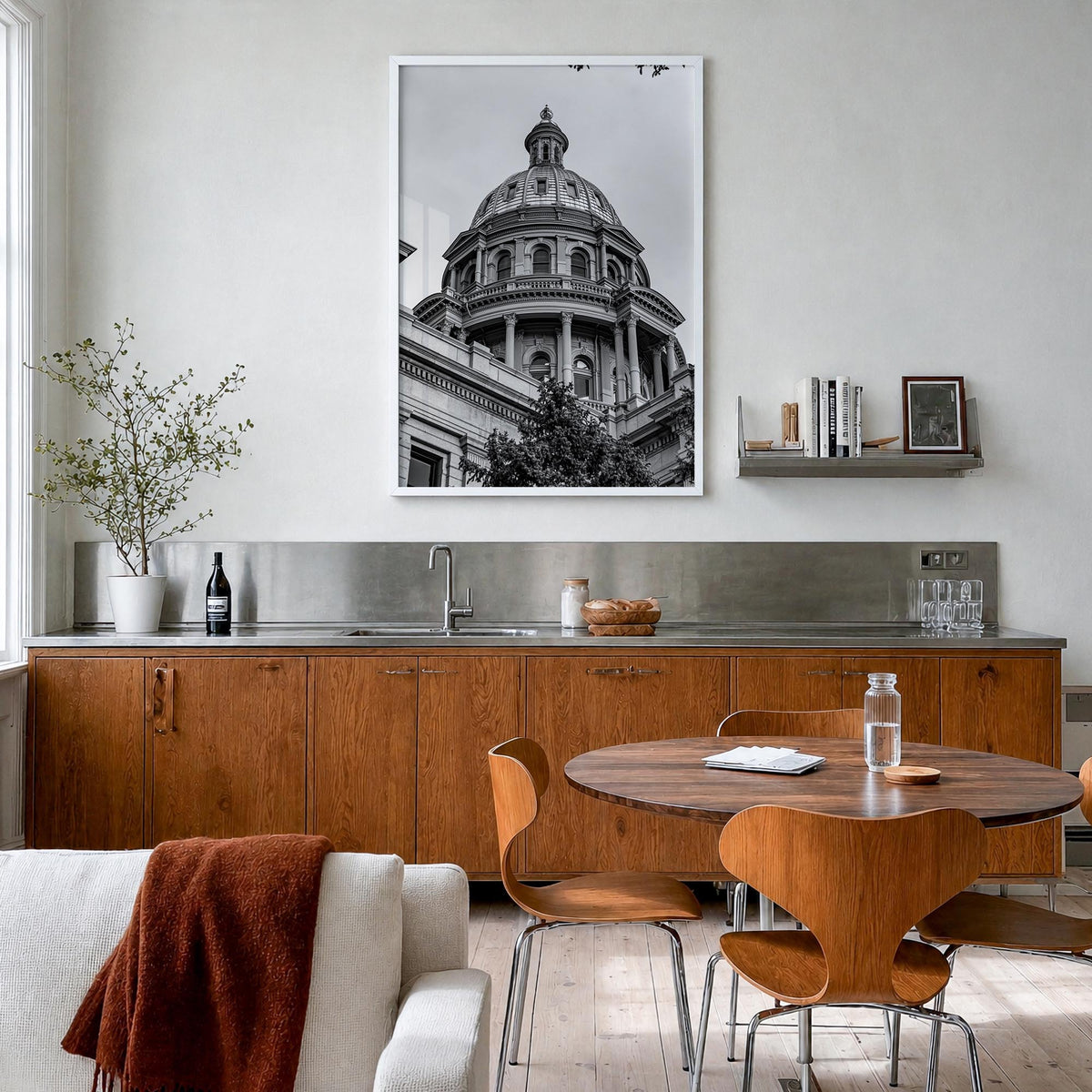 Colorado no. 4 black & white photo poster of United States – vertical wall art in white wood frame, hanging on wall