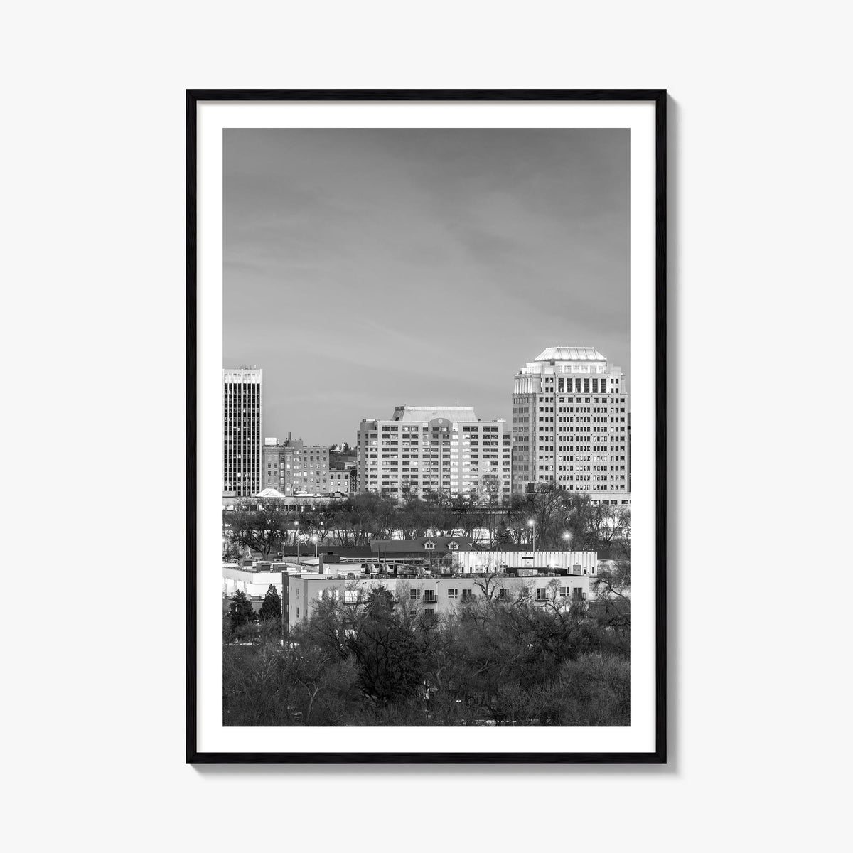 Colorado Springs black & white photo poster of Colorado, USA – vertical wall art, unframed print shown in interior mockup