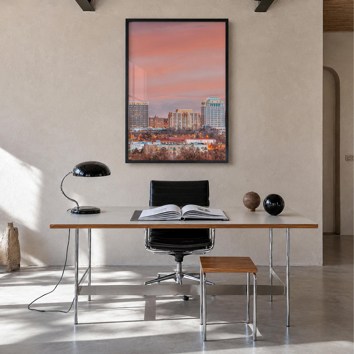 Colorado Springs colorful photo poster of Colorado, USA – vertical wall art in black wood frame, hanging on wall