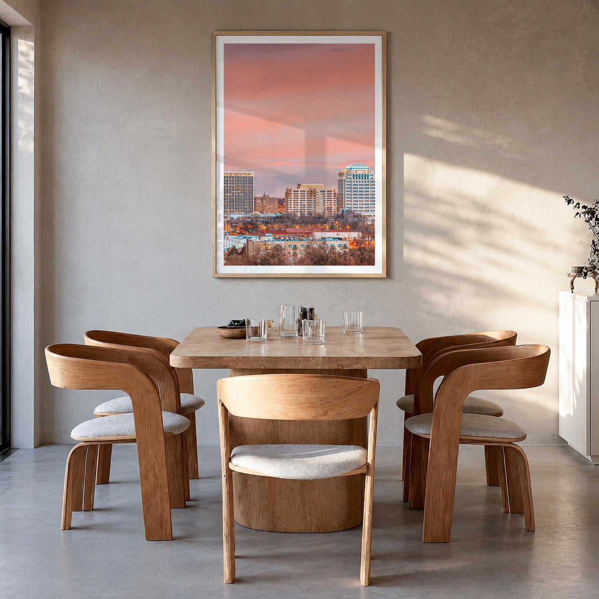 Colorado Springs colorful photo poster of Colorado, USA – vertical wall art in natural wood frame with white border, hanging