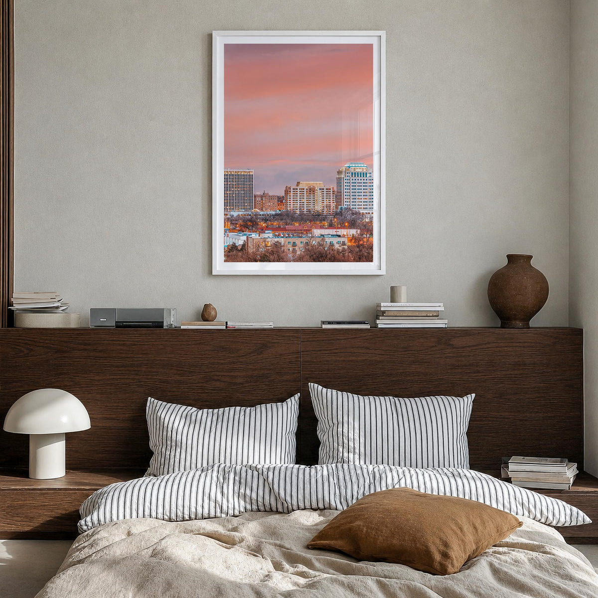 Colorado Springs colorful photo poster of Colorado, USA – vertical wall art in white wood frame with white border, hanging on