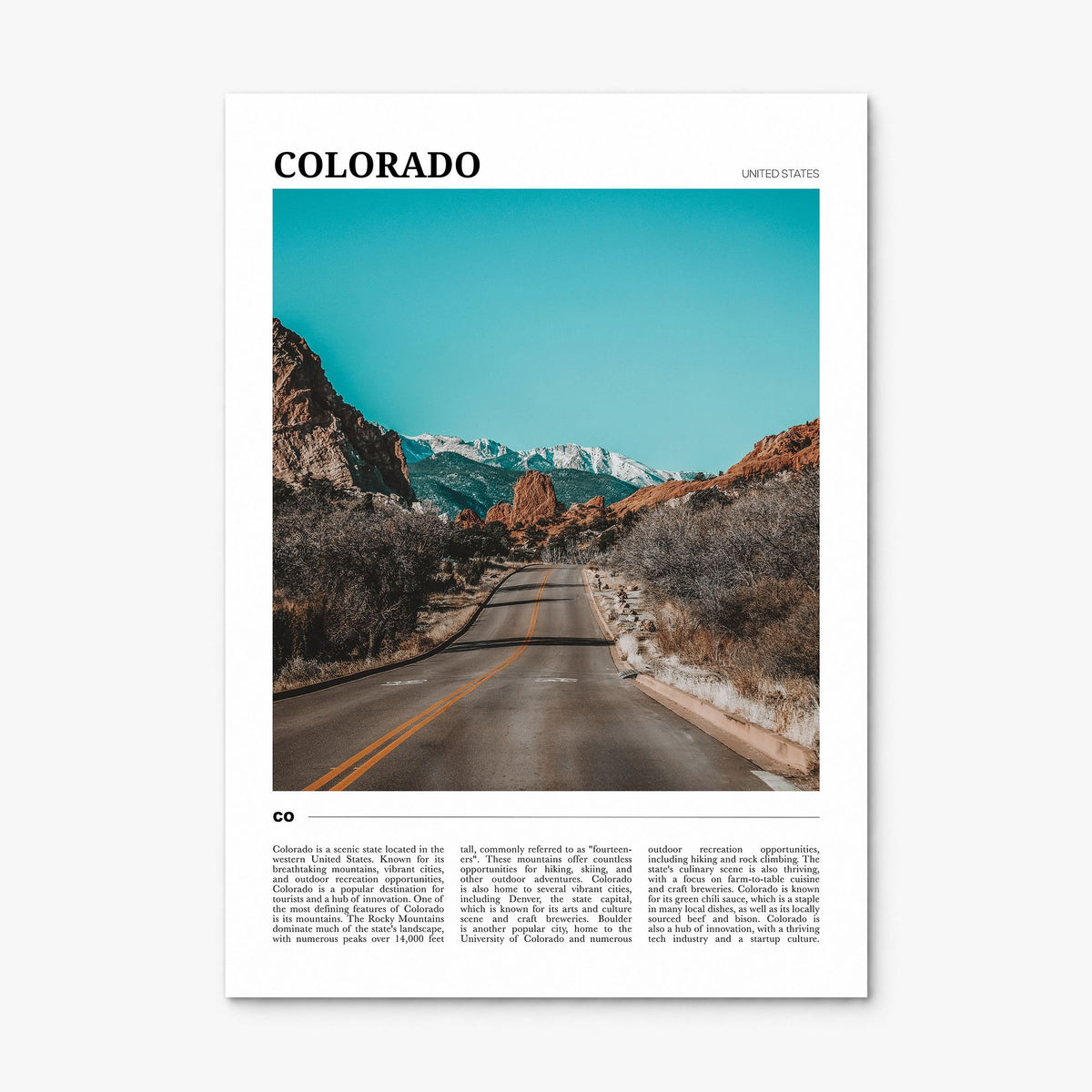 Colorado Travel No 2 Poster, print only (unframed)