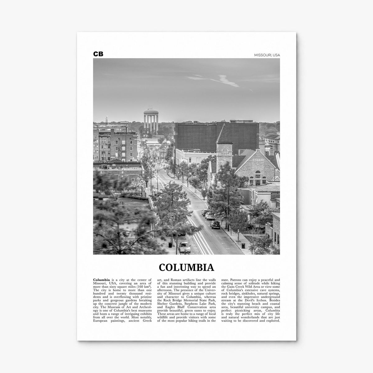 Columbia, Missouri Newspaper Poster, print only (unframed)
