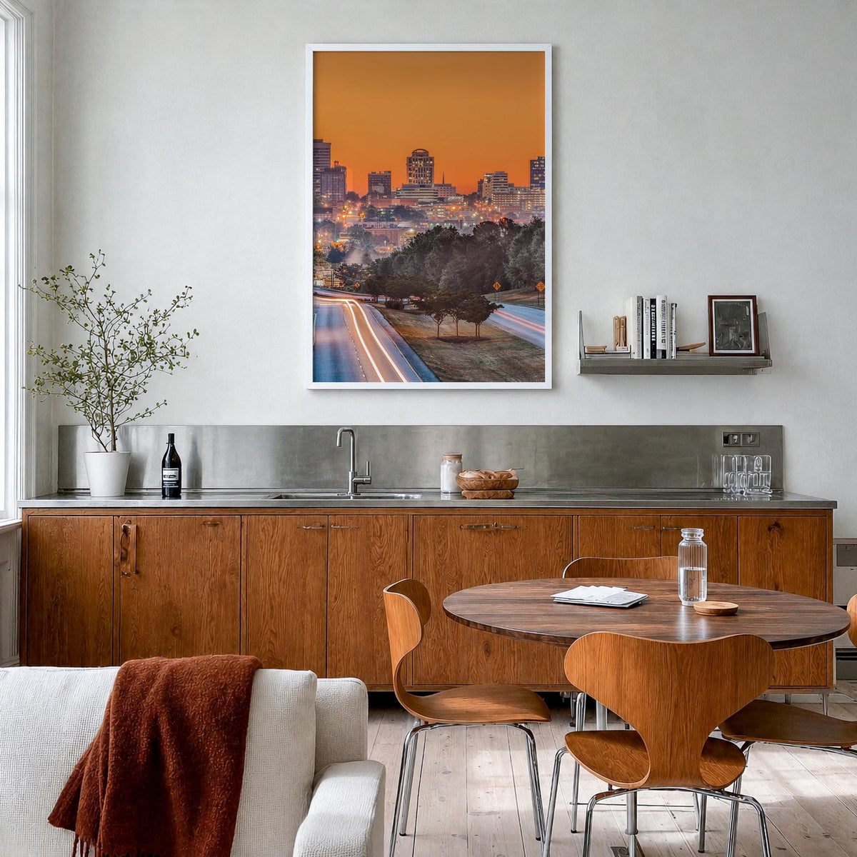 Columbia, South Carolina colorful photo poster of South Carolina, USA – vertical wall art in white wood frame, hanging on wal