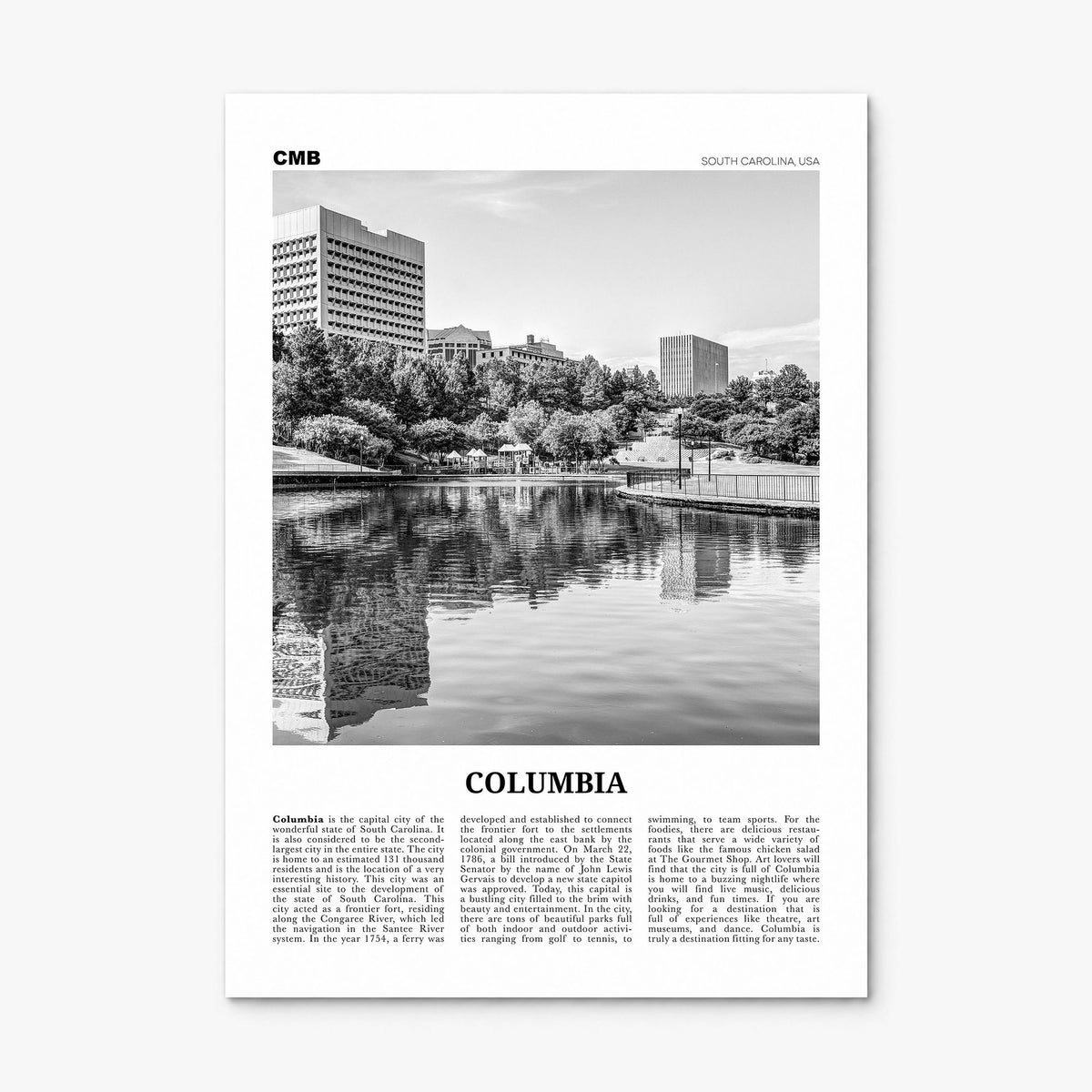 Columbia, South Carolina Newspaper Poster, print only (unframed)