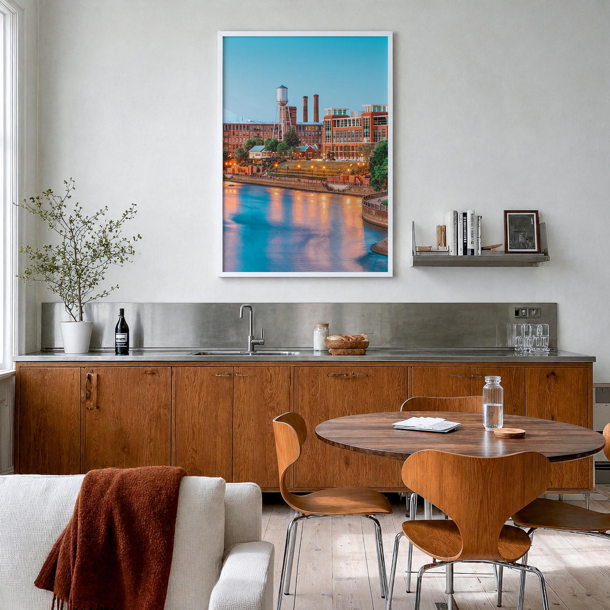 Columbus, Georgia colorful photo poster of Georgia, USA – vertical wall art in white wood frame, hanging on wall