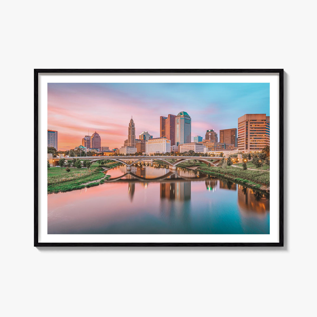 Columbus, Ohio colorful photo poster of Ohio, USA – horizontal wall art, unframed print shown in interior mockup