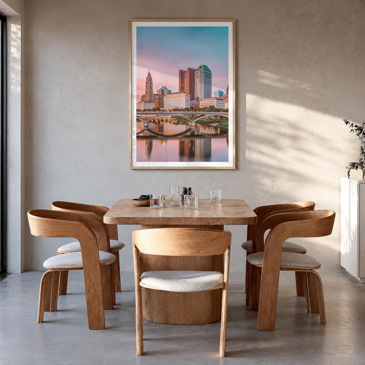 Columbus, Ohio no. 1 colorful photo poster of Ohio, USA – vertical wall art in natural wood frame with white border, hanging