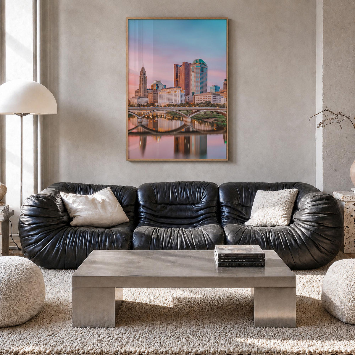 Columbus, Ohio no. 1 colorful photo poster of Ohio, USA – vertical wall art in natural wood frame, hanging on wall