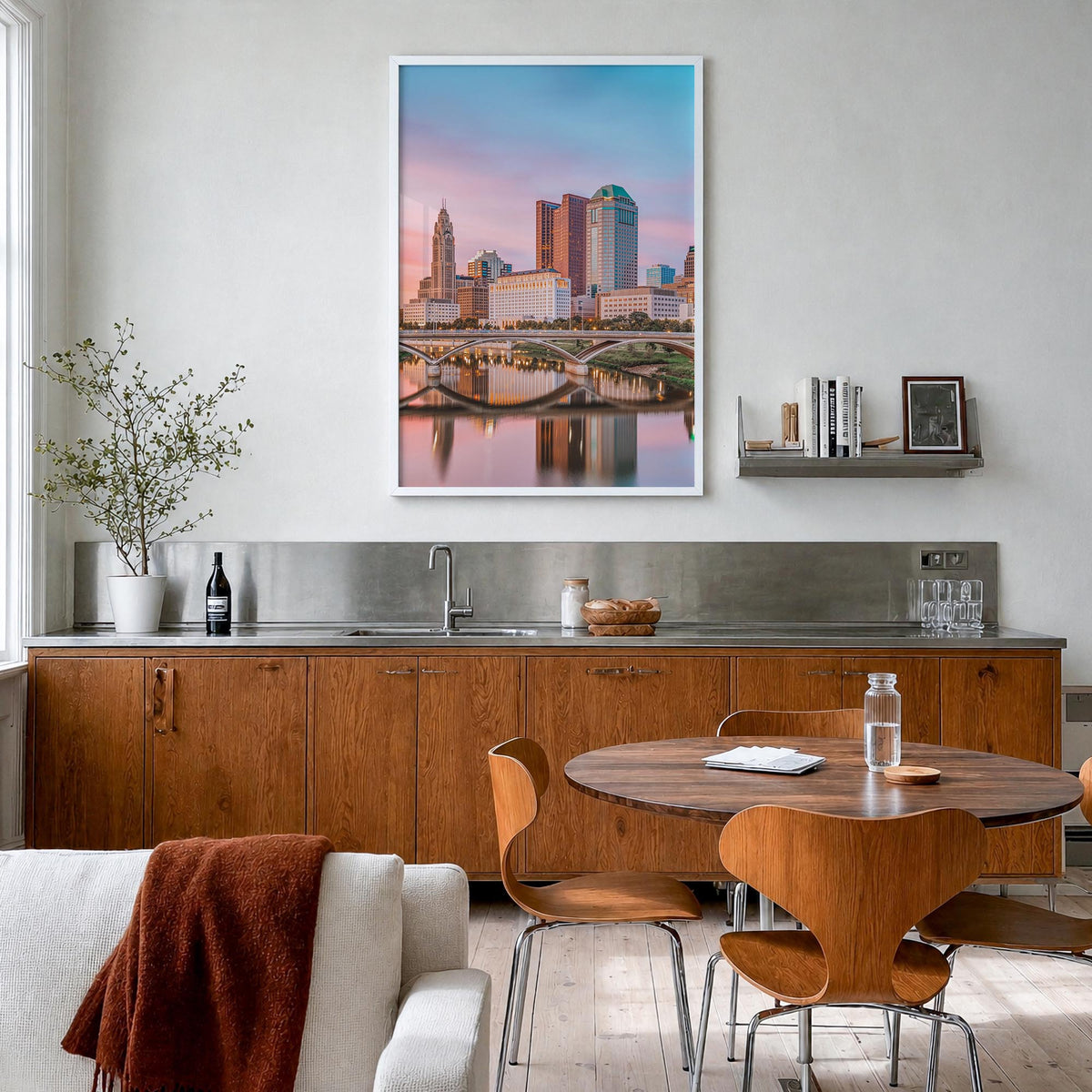 Columbus, Ohio no. 1 colorful photo poster of Ohio, USA – vertical wall art in white wood frame, hanging on wall