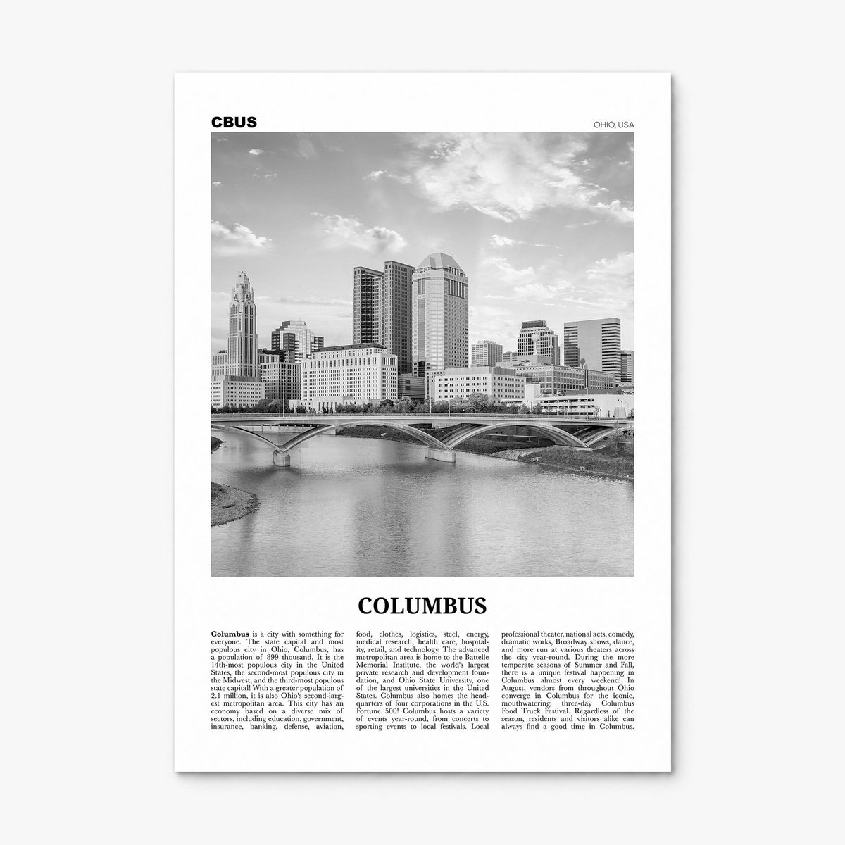 Columbus, Ohio Newspaper No 1 Poster, print only (unframed)