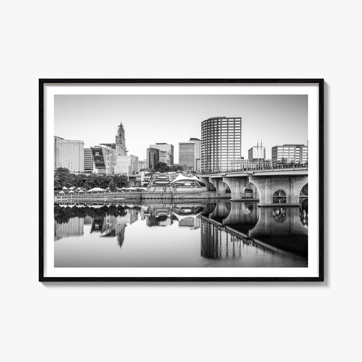 Connecticut black & white photo poster of United States – horizontal wall art, unframed print shown in interior mockup