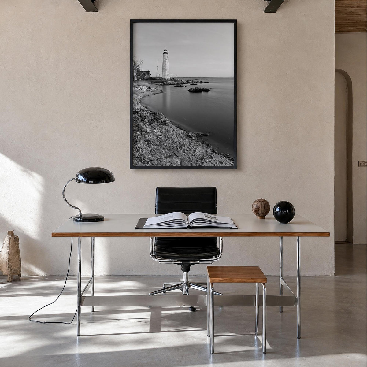 Connecticut no. 2 black & white photo poster of United States – vertical wall art in black wood frame, hanging on wall