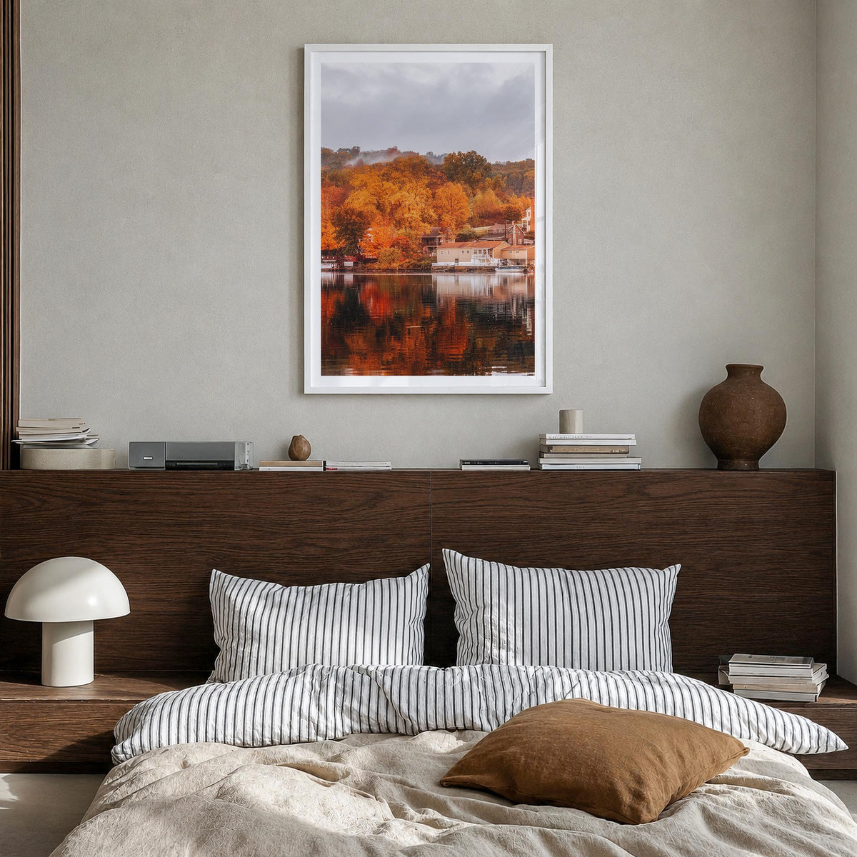 Connecticut no. 2 colorful photo poster of United States – vertical wall art in white wood frame with white border, hanging o