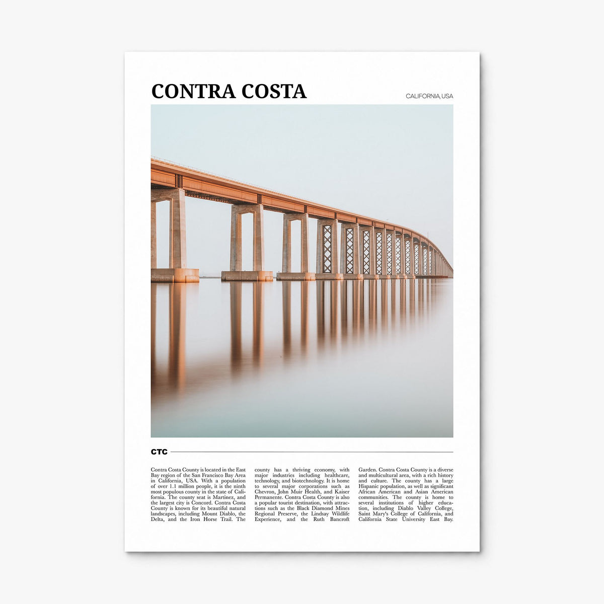 Contra Costa County Travel Poster, print only (unframed)