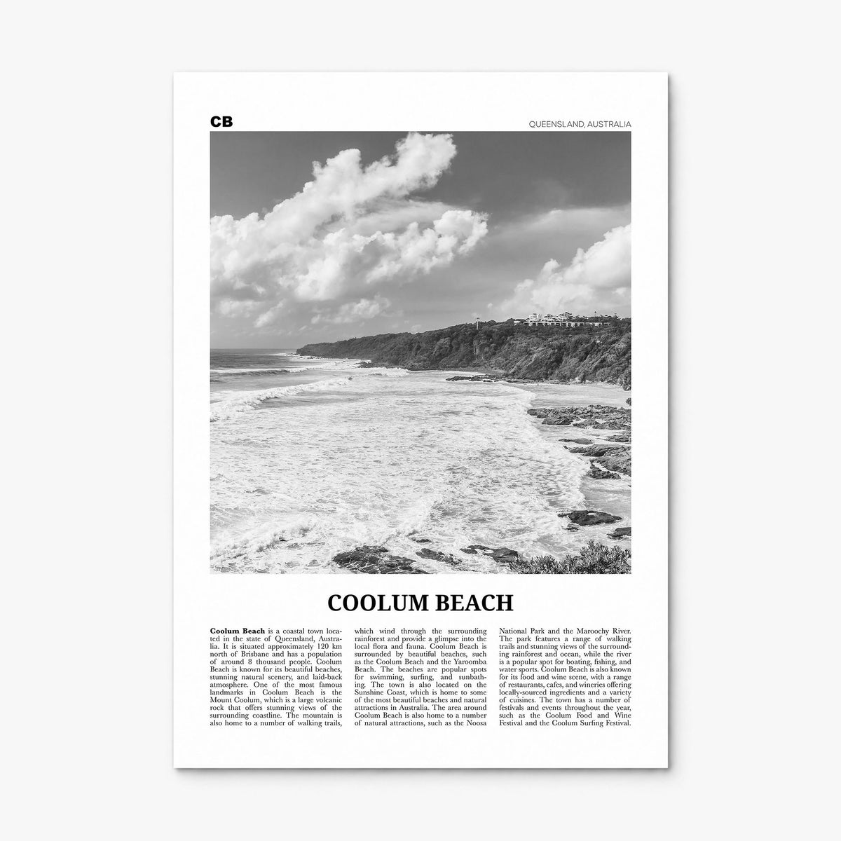 Coolum Beach Newspaper Poster, print only (unframed)